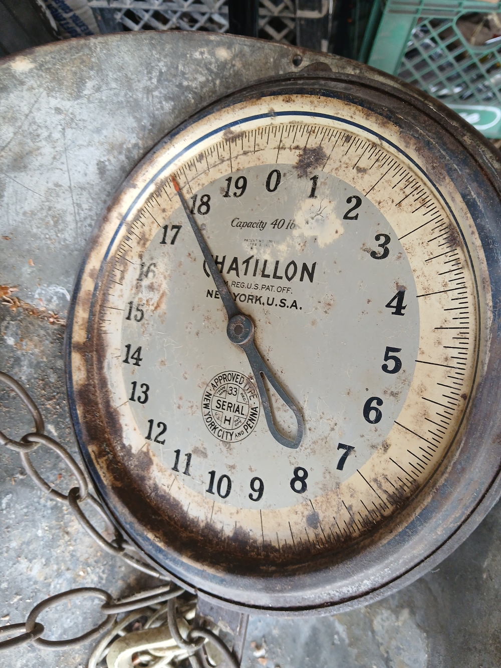 Vintage Chatillion Hanging Scale - Rustic Metal Finish W Chain - Picture 2 of 2